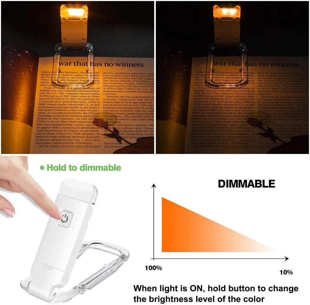 Mini LED Reading Clip Light – Portable Rechargeable Book Lamp with Adjustable Brightness & USB Charging - FututeX