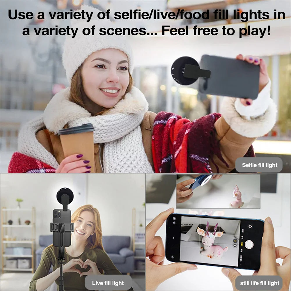 Magnetic Clip-On Smartphone Ring LED Light – Portable Rechargeable Selfie & Video Lighting - FututeX