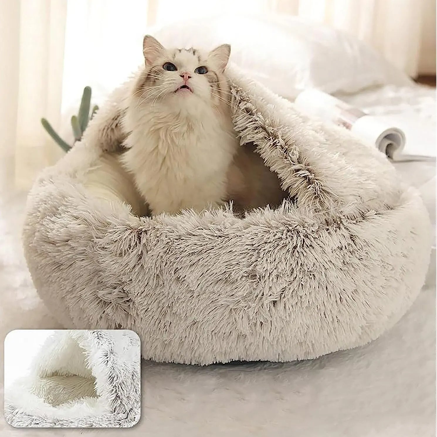 Soft Plush Round Cat Bed - FututeX