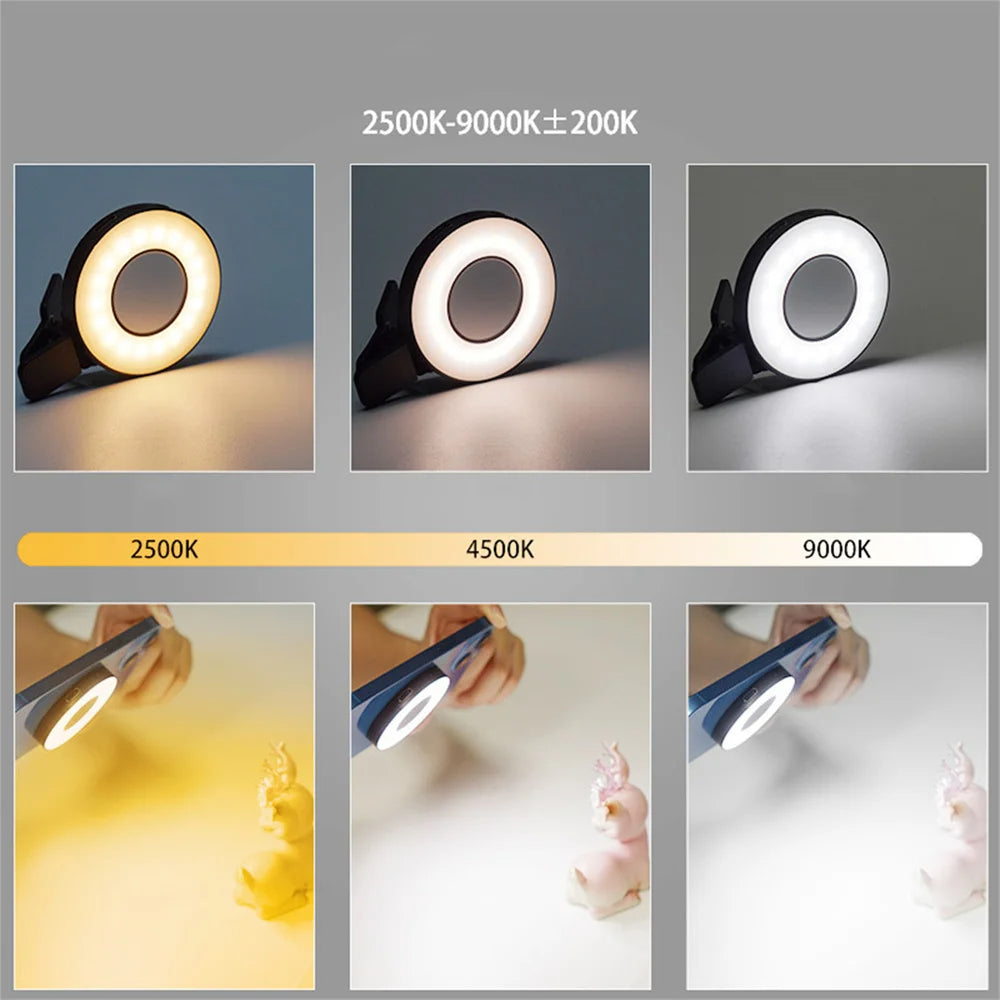 Magnetic Clip-On Smartphone Ring LED Light – Portable Rechargeable Selfie & Video Lighting - FututeX