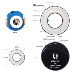 Magnetic Clip-On Smartphone Ring LED Light – Portable Rechargeable Selfie & Video Lighting - FututeX